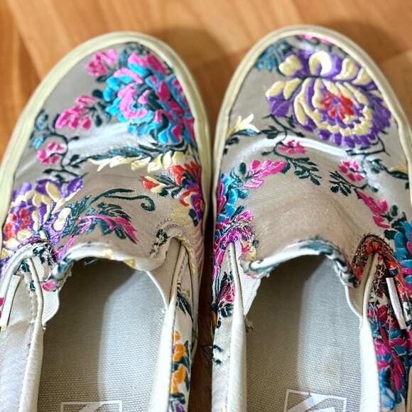 Vans Festival Satin Gold Embroidered Slip-On Shoes Men 5 Women 6.5 Sanitized - Picture 6 of 10